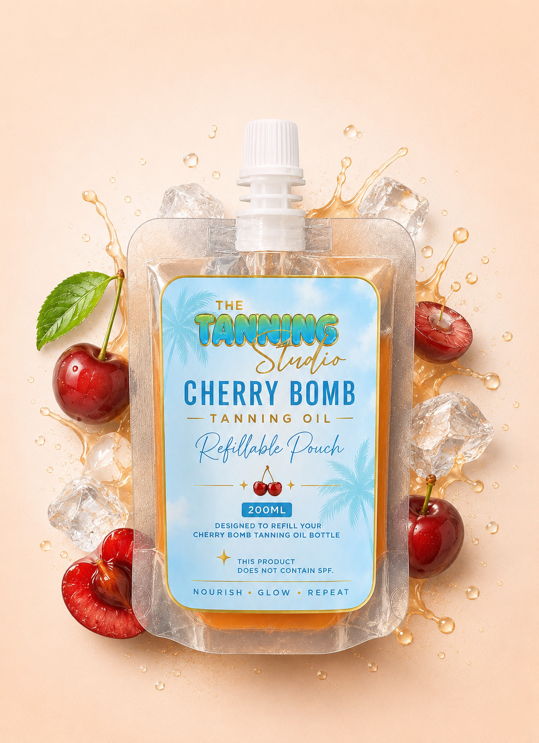 Cherry Bomb Tanning Oil Refillable Pouch – 200ml